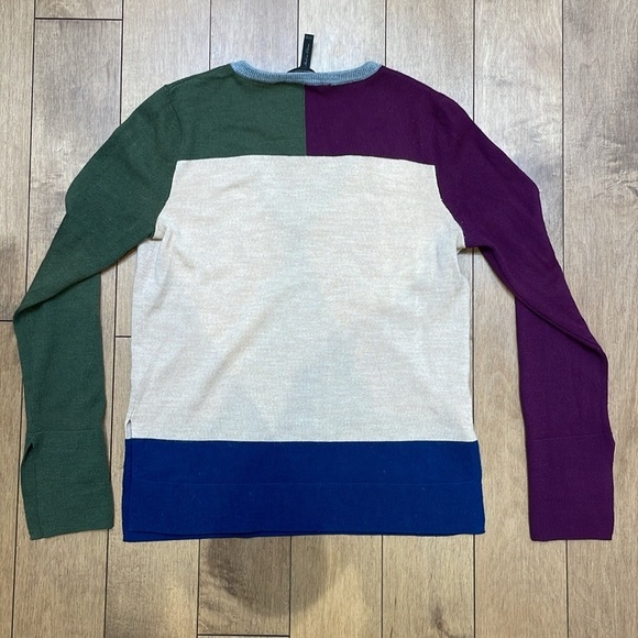 BCBG Maxazria merino wool geometric block color sweater pullover XXS v neck - Picture 11 of 11